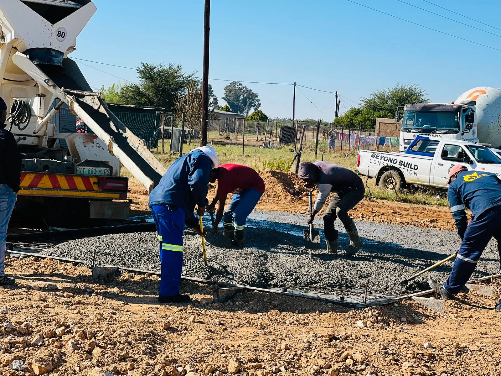 Concrete placement on site