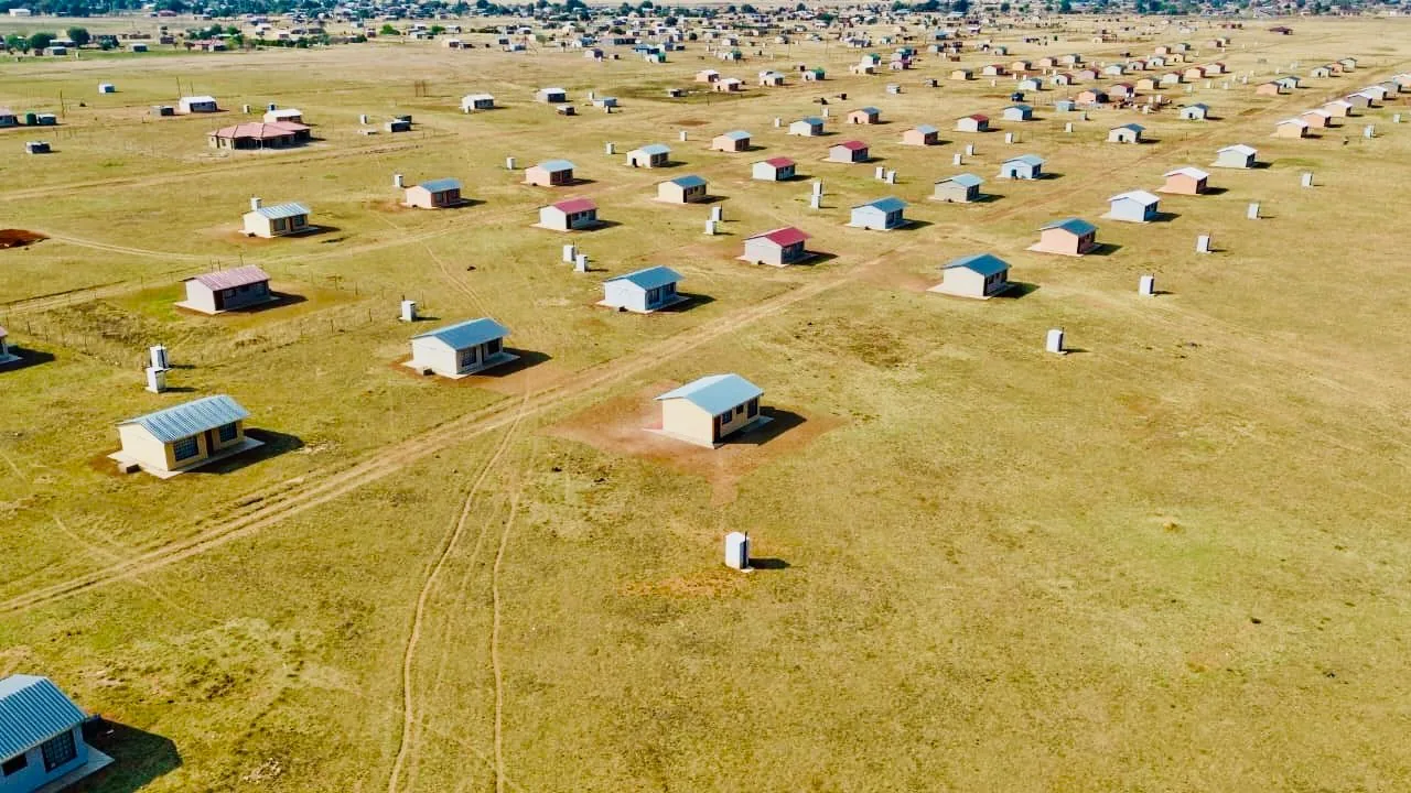 Aerial view of housing units in Kopela Village